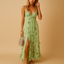 Women’s Corset Style Floral Front Slit Maxi Dress