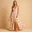 Women’s Corset Style Floral Front Slit Maxi Dress