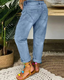 Women’s Mid-Rise Ripped Blue Cotton Jeans