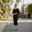 Women's Cowl Neck Batwing Sleeve Bodycon Midi Dress