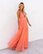 Women’s Deep V-Neck Orange Summer Maxi Dress