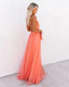 Women’s Deep V-Neck Orange Summer Maxi Dress