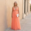 Women’s Deep V-Neck Orange Summer Maxi Dress