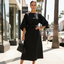 Women’s Elegant Bell Sleeves Belted Midi Dress