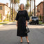 Women’s Elegant Bell Sleeves Belted Midi Dress