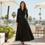 Women’s Elegant Belted Button-Down Midi Shirt Dress