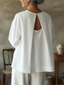 Women’s Elegant Draped Open-Back Blouse