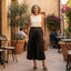 Women’s Elegant High Waist Pleated Midi Skirt