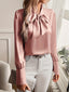 Women’s Elegant Long Puff Sleeve Tie Neck Blouse