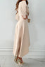 Women’s Elegant Long Sleeve V-Neck Wrap Midi Slit Dress
