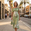 Women’s Elegant Off Shoulder Floral Midi Dress