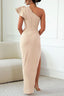 Women’s Elegant One-Shoulder Ruffle Slit Dress