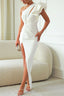 Women’s Elegant One-Shoulder Ruffle Slit Dress
