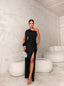 Women’s Elegant One Shoulder High Slit Sheath Dress