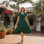 Women’s Elegant V-Neck Asymmetrical Hem Midi Dress