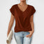 Women's V-Neck Twist Hem Short Sleeve Blouse