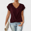 Women's V-Neck Twist Hem Short Sleeve Blouse