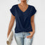 Women's V-Neck Twist Hem Short Sleeve Blouse