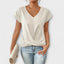 Women's V-Neck Twist Hem Short Sleeve Blouse