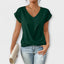 Women's V-Neck Twist Hem Short Sleeve Blouse