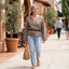 Women’s Elegant Wrap Belted V-Neck Brown Cardigan