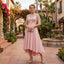 Women's Floral Appliqué 3/4 Sleeve A-Line High-Low Midi Dress