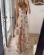 Women’s Floral Corset High Slit Maxi Dress