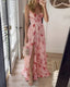 Women’s Floral Corset High Slit Maxi Dress