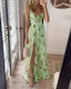 Women’s Floral Corset High Slit Maxi Dress