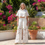 Women's Floral Cutout Crop Top Wide-Leg Pants Two-Piece Set