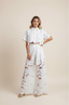 Women's Floral Cutout Crop Top Wide-Leg Pants Two-Piece Set