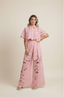 Women's Floral Cutout Crop Top Wide-Leg Pants Two-Piece Set