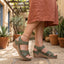 Women's Floral Cutout Velcro Wedge Sandals