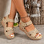 Women's Floral Cutout Velcro Wedge Sandals