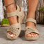 Women's Floral Cutout Velcro Wedge Sandals