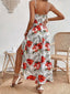 Women's V-Neck Spaghetti Strap Tropical Floral Boho Maxi Dress