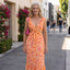 Women’s Floral Ruffle Trim Sleeveless Maxi Dress