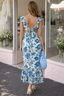 Women’s Floral Ruffle Trim Sleeveless Maxi Dress