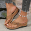 Women's Floral Wedge Flip Flop Sandals