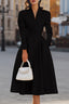 Women’s Formal Long Sleeve Pocket Midi Dress