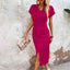 Women’s Formal V-Neck Ruched Midi Dress