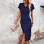 Women’s Formal V-Neck Ruched Midi Dress