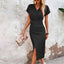 Women’s Formal V-Neck Ruched Midi Dress