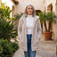 Women’s Fuzzy Beige Hooded Textured Cardigan