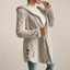 Women’s Fuzzy Beige Hooded Textured Cardigan