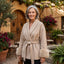 Women’s Fuzzy Belted Faux Fur Cuff Wrap Coat