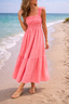 Women’s Gingham Smocked Ruffle Sleeve Maxi Dress