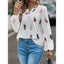 Women’s Graphic Feather Print Long Sleeve Blouse