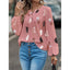 Women’s Graphic Feather Print Long Sleeve Blouse