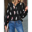 Women’s Graphic Feather Print Long Sleeve Blouse